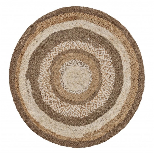 Homeroots 48 x 48 in. Multi Colored Concentric Boutique Jute Rug 394216 - main